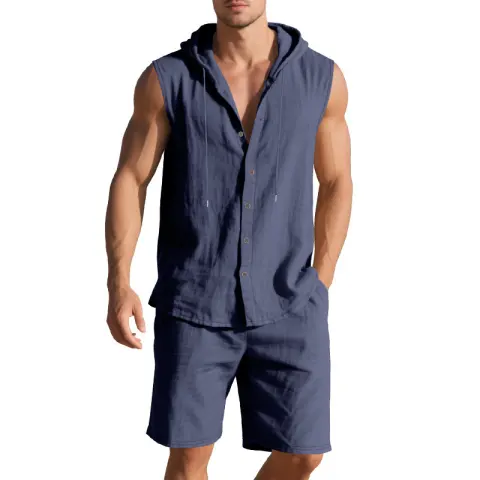 Sleeveless Shirt Shorts Suit Men