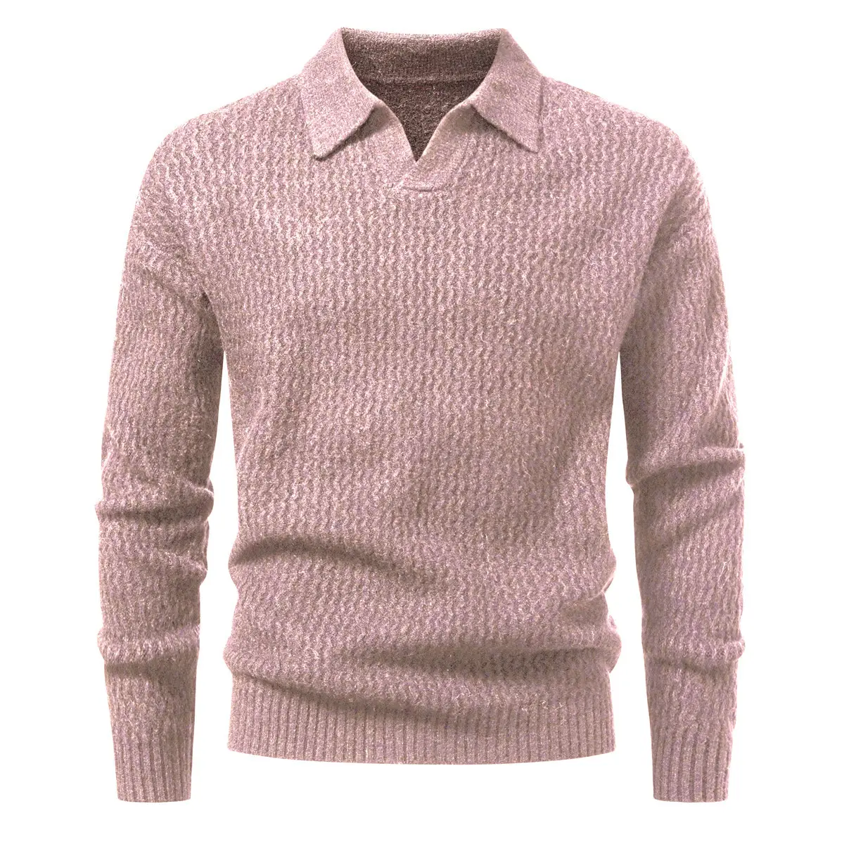 Men's Solid Color Turtleneck Sweater Cable Knit