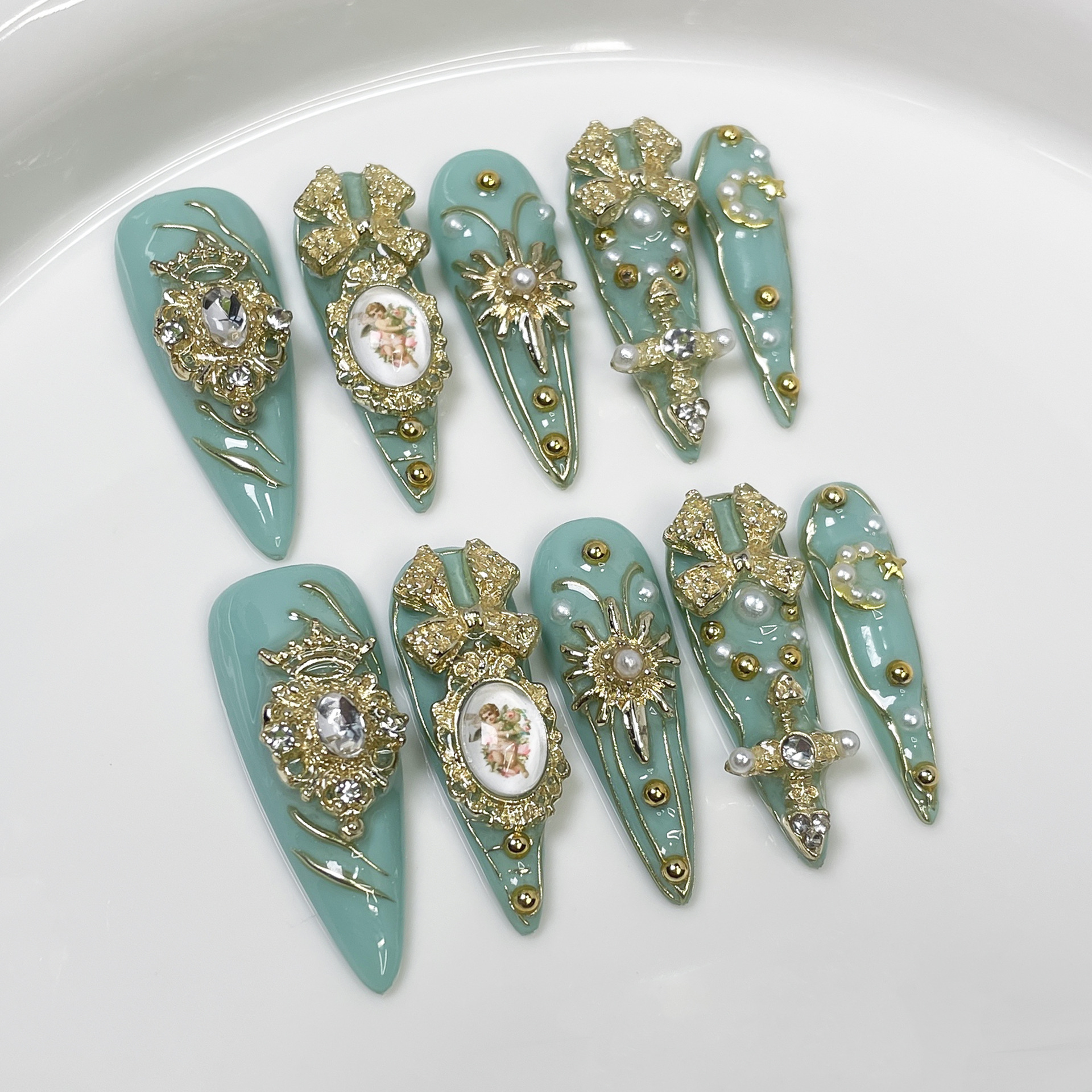 Long Pointed Flashing Handmade Wearable Nails