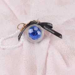 Rose Perianth Pearl Car Hanging Keychain - Sapphire Blue - View 1