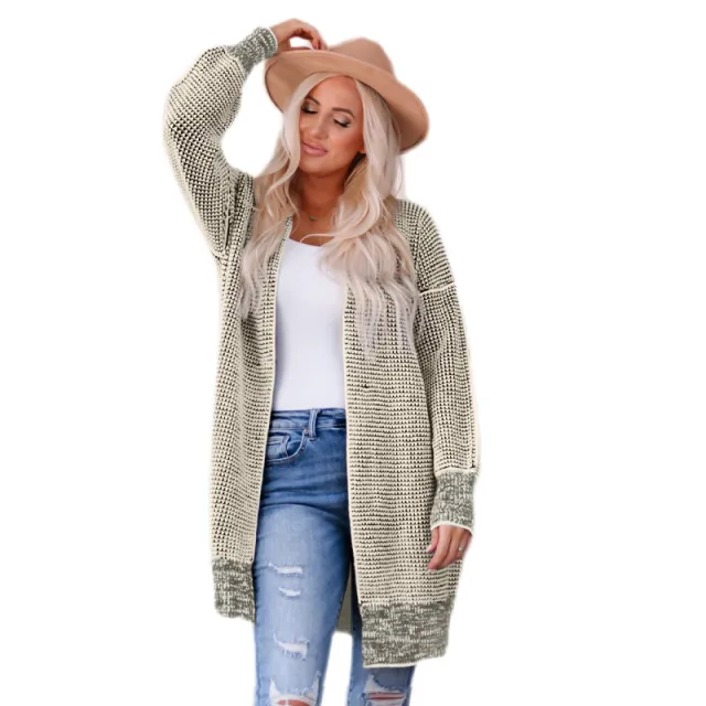 New Mid length Knitted Smocking Women's Sweater Cardigan Apricot - Shop at LoveMi