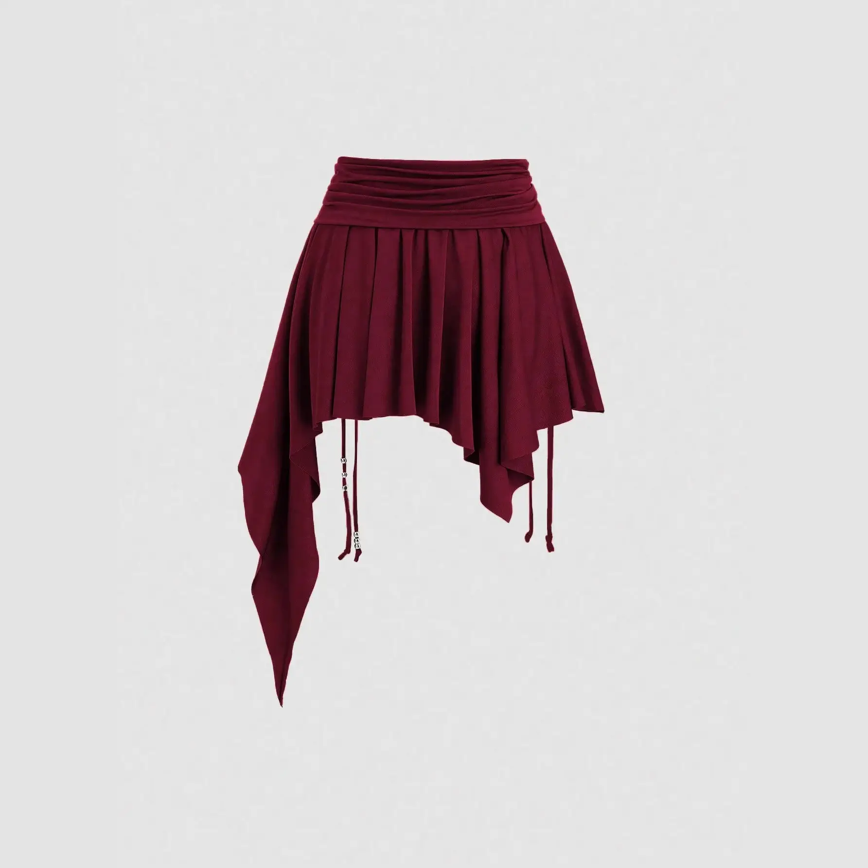 Y2K Pleated Asymmetrical Hem High-waisted Midi Skirt