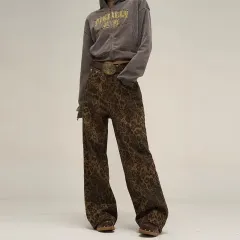 Women's American-style Vintage Leopard Print Jeans - Leopard - View 1