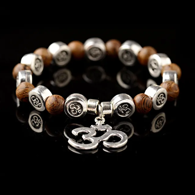Ethnic Style Retro Elastic Bracelet Wooden Bead Black - Shop at LoveMi