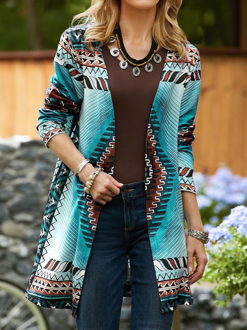 Women's Ethnic Long Sleeve Cardigan Top