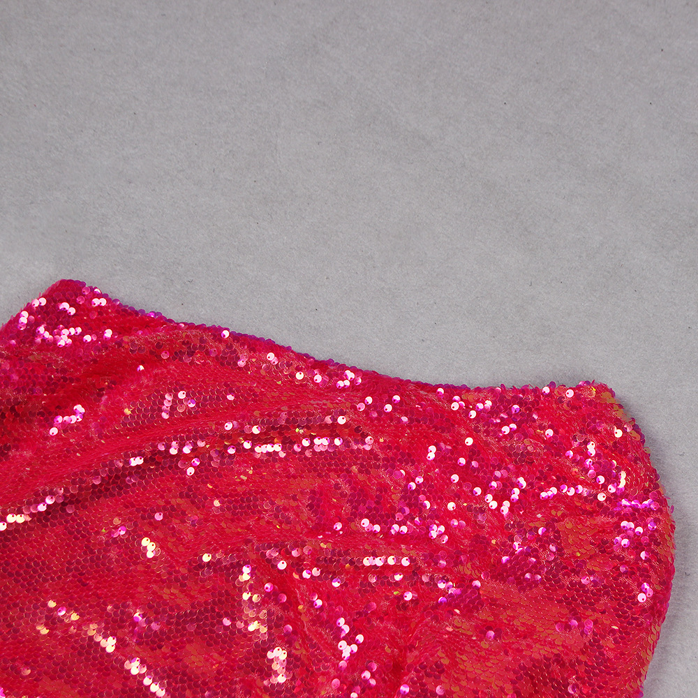 Women's Sequined One-shoulder Dress For Banquet Host Annual Meeting - Image 20