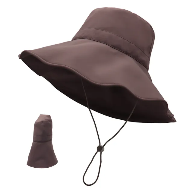 Spring And Summer New Cool UV Bucket Hat Women's Big Brim UV proof Outdoor Sunshade Folding Tea Brown - Shop at LoveMi