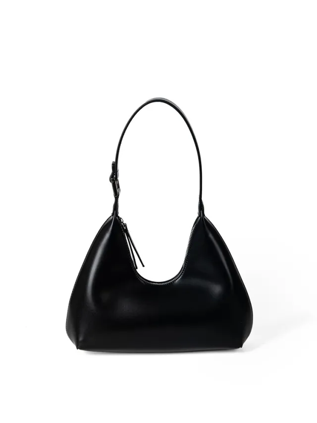 Korean Niche Design One Shoulder Underarm Baguette Bag Black - Shop at LoveMi