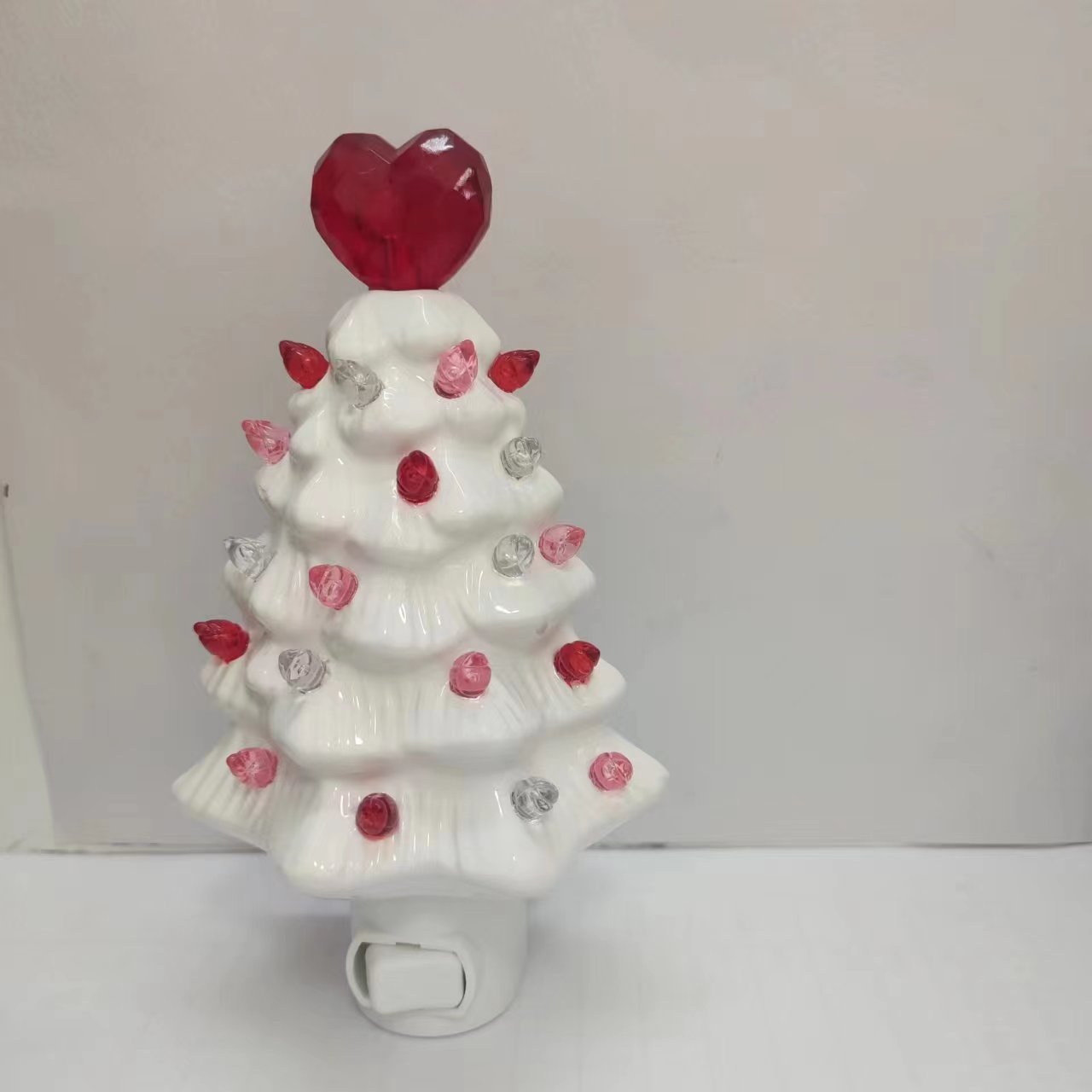 Title 4, White Ceramic Tree Ornament With LED Light Crea...