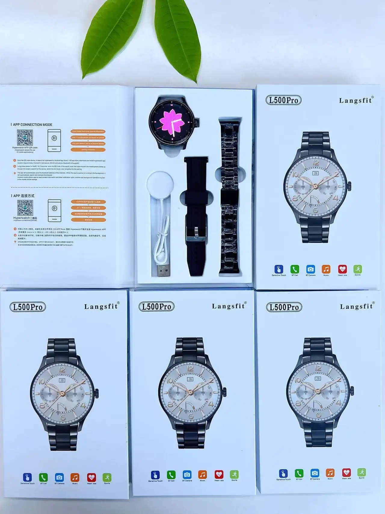Stainless Steel Polished Dual-Strap Bluetooth Call Sports Watch