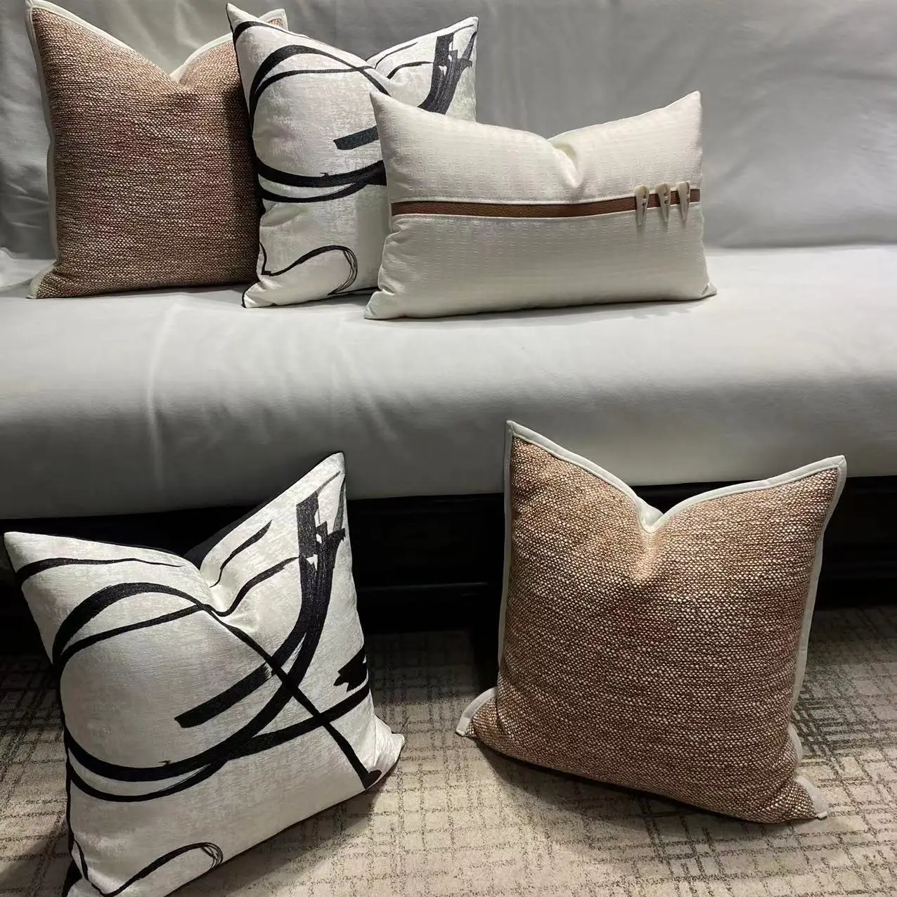 Simple Tea Room Throw Pillow Cover Linen