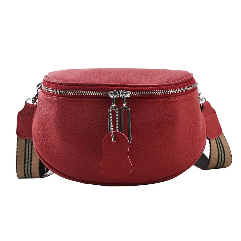 Genuine Leather Small Bag Women's Cowhide Simple Crossbody Bag - Red