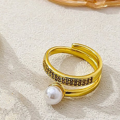 Pearl Geometric Open Ring Light Luxury