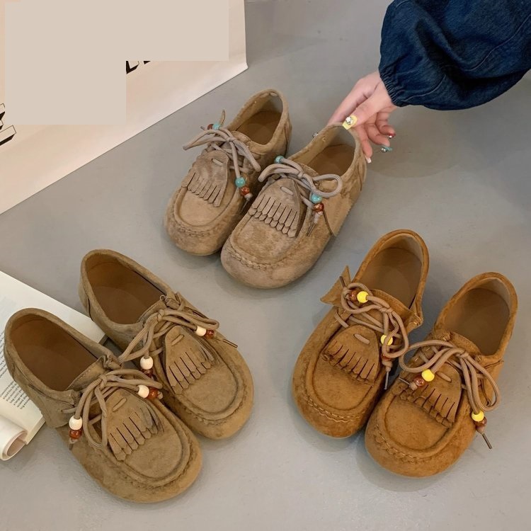 Suede Lace-Up Flats, picture 2 of 4