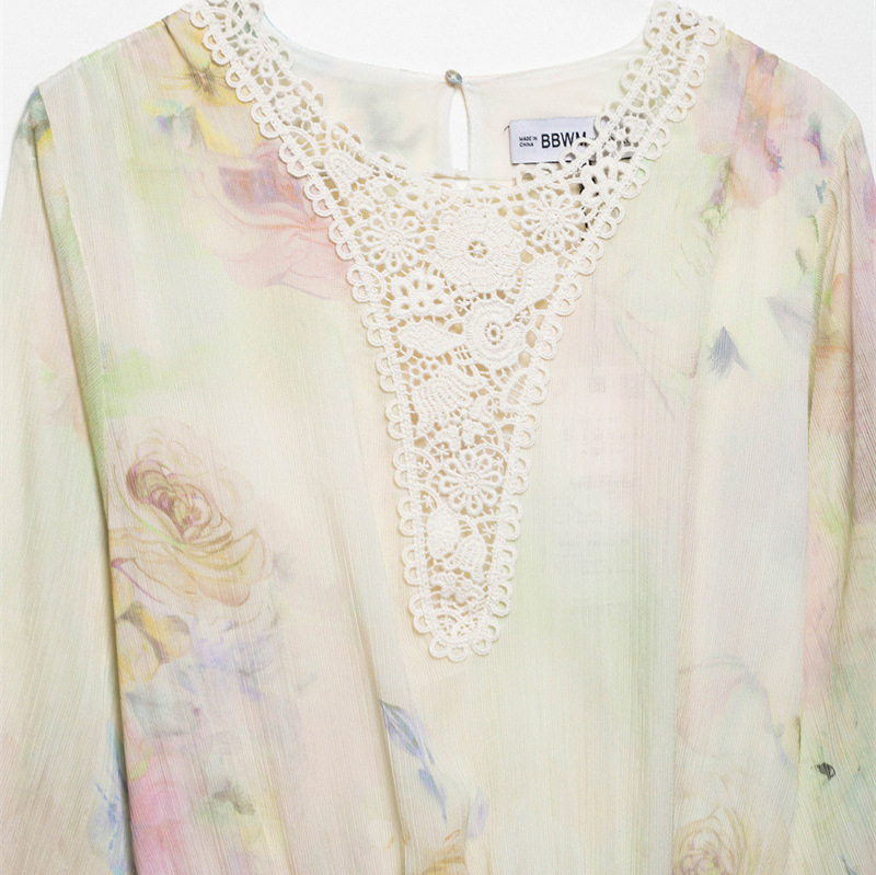 European And American Style Fashion Simple Crochet Printing Dress