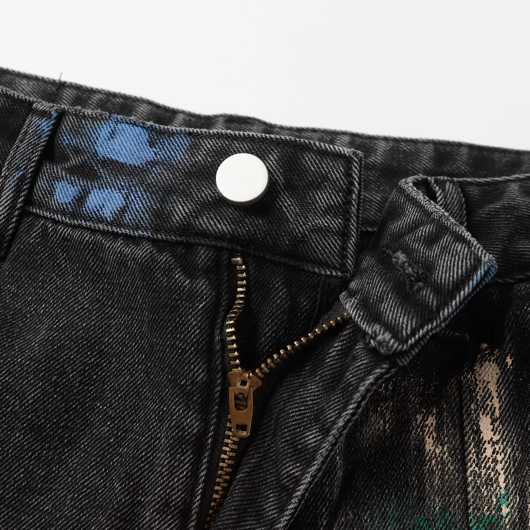 High Street Personalized Split Hand-painted Denim Trousers