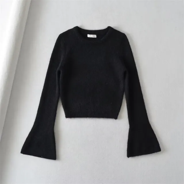 Fashion Design Horn Long Sleeve Sweater Black - Shop at LoveMi