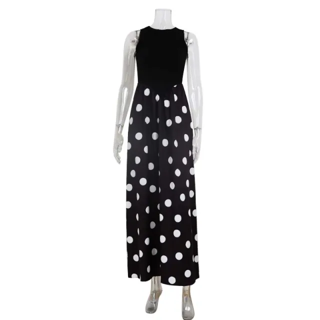 Elegant Patchwork Polka Dot Printed Dress Black - Shop at LoveMi