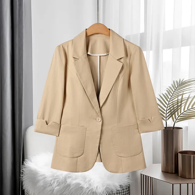 Women's High end Linen Suit Jacket Khaki - Shop at LoveMi