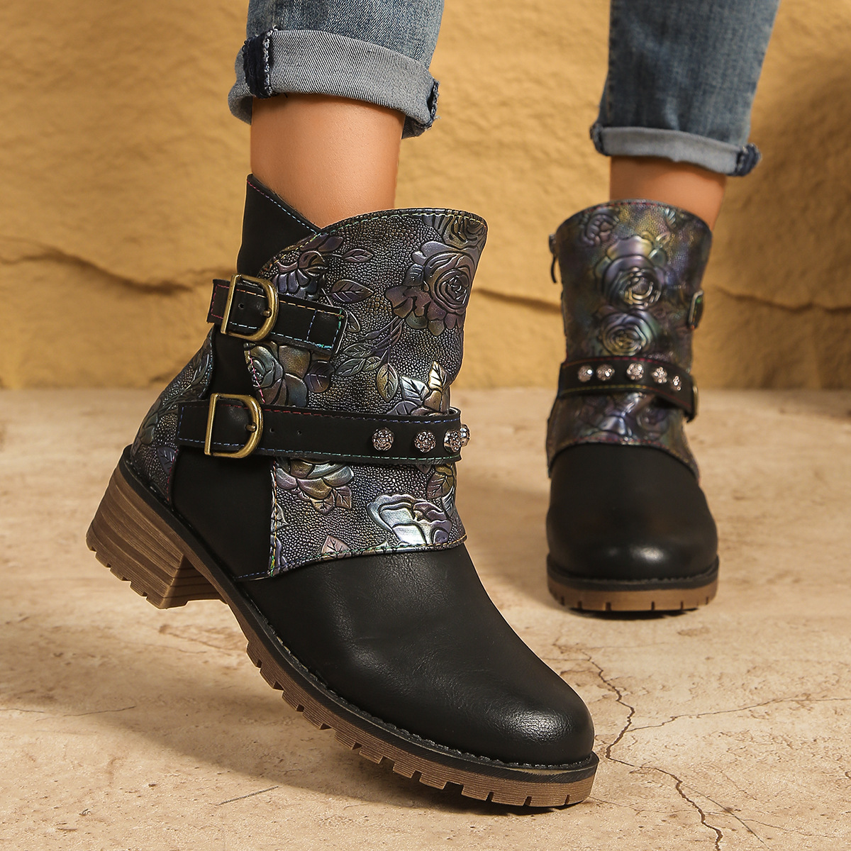 Fashionable Western Boots With Print For Women