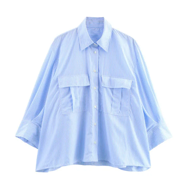 Spring And Summer Loose Fashion Striped Long Sleeves Shirt - Shop at LoveMi