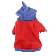 Pet Clothes Dog Fleece Padded Coat Hooded Sweater - Red - View 1