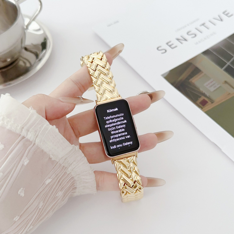V-shaped Diamond-encrusted Metal Watch Band For Fit 3 7