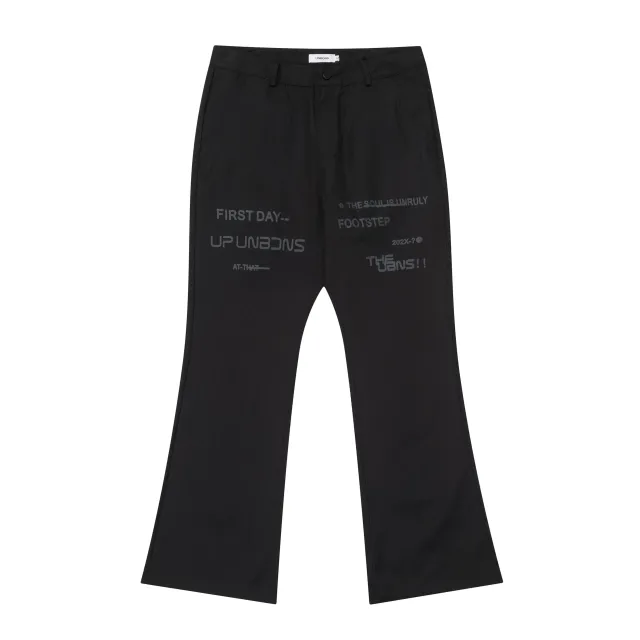Letter Print Design Neutral Leisure Horn Trousers Black - Shop at LoveMi