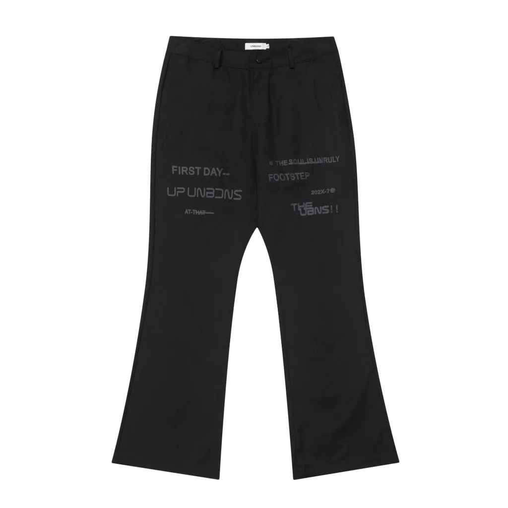 Letter Print Design Neutral Leisure Horn Trousers - Black