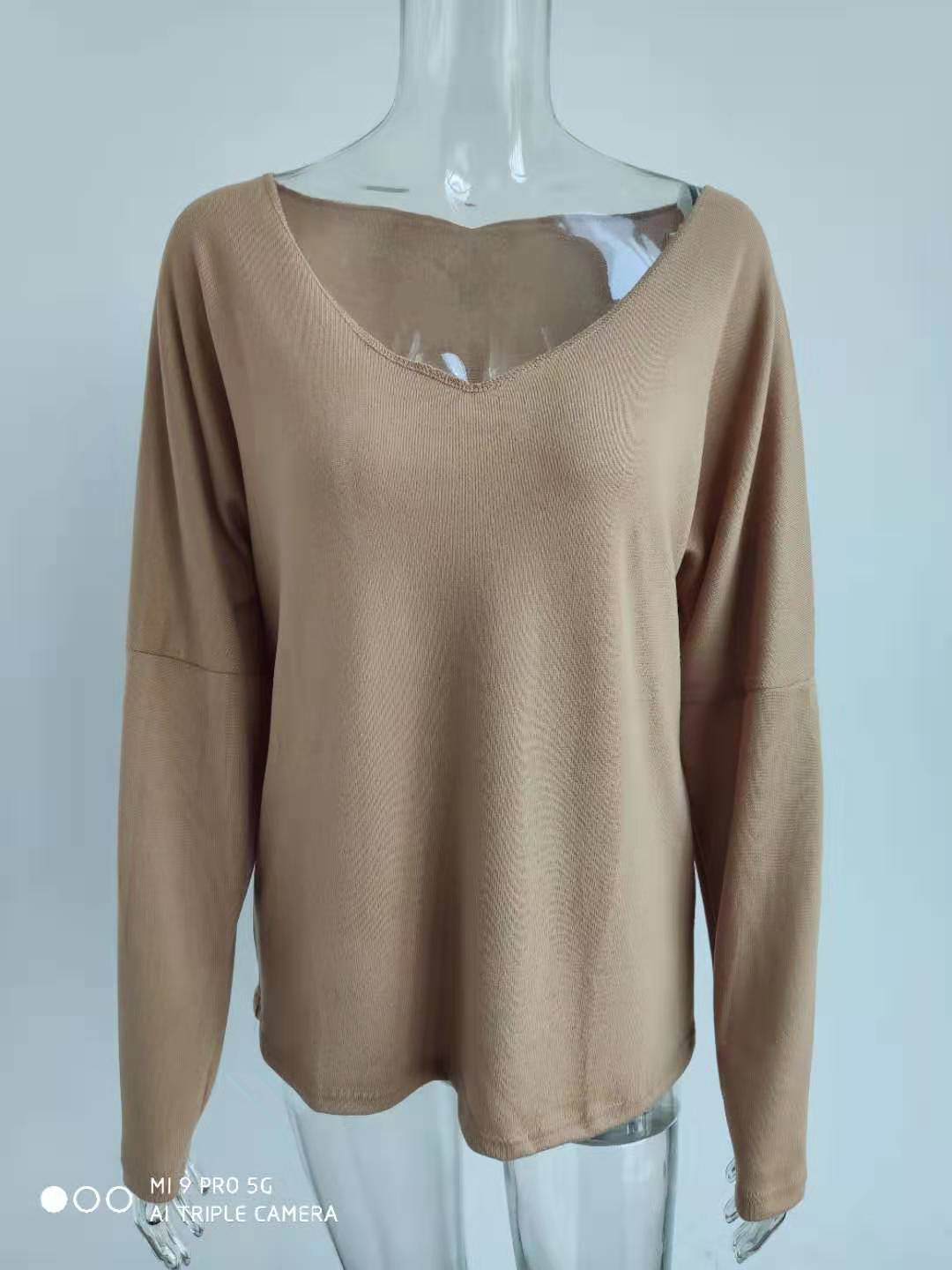 Title 12, Simple long sleeve V-neck pullover for women. A...