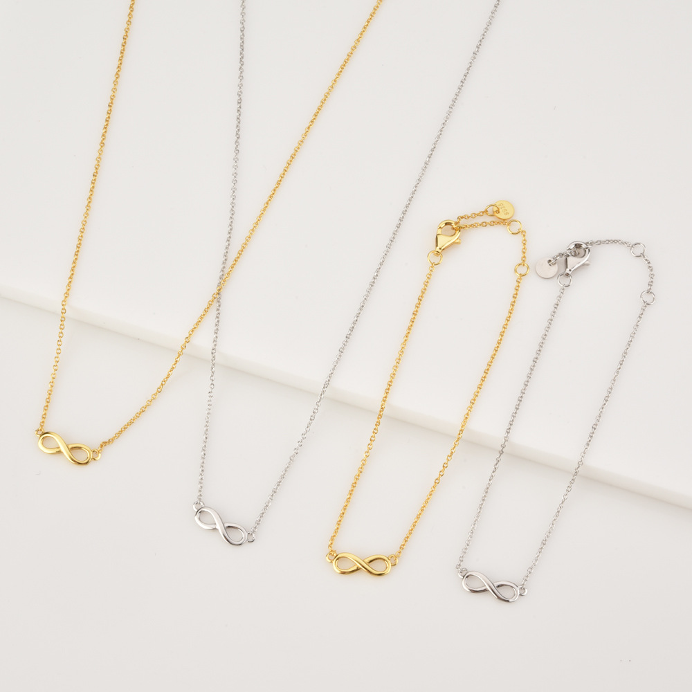 Silver 8-shaped Thin Chain Multi-row Adjustable Buckle Simple Bracelet