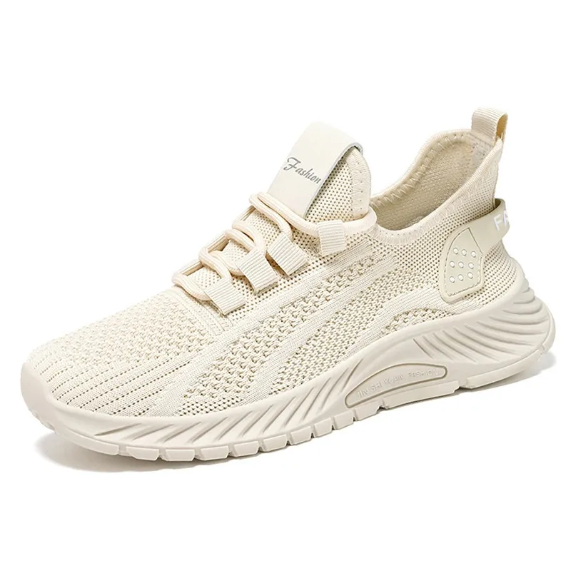 Women's Summer Fashion Casual Flyknit Breathable Sneaker - Beige