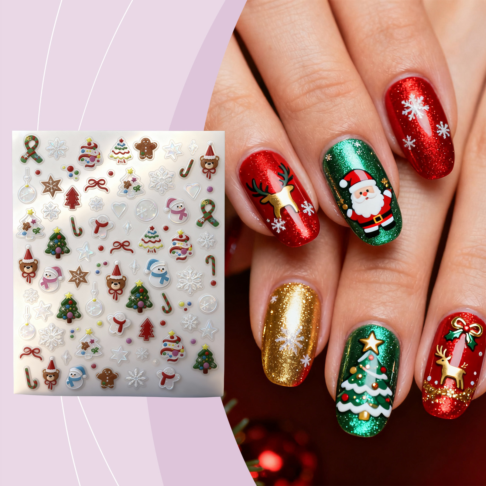 Christmas Themed Portable Decorative Nail Stickers