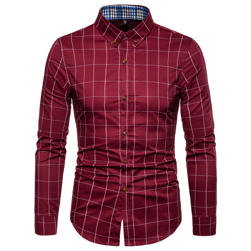 New Mens Slim-fit Floral Long-sleeve Shirt