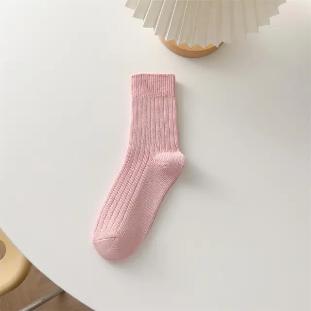 All matching Ins Trendy Solid Color Pile Style Cute Mid calf Length Socks Light Pink - Shop at LoveMi