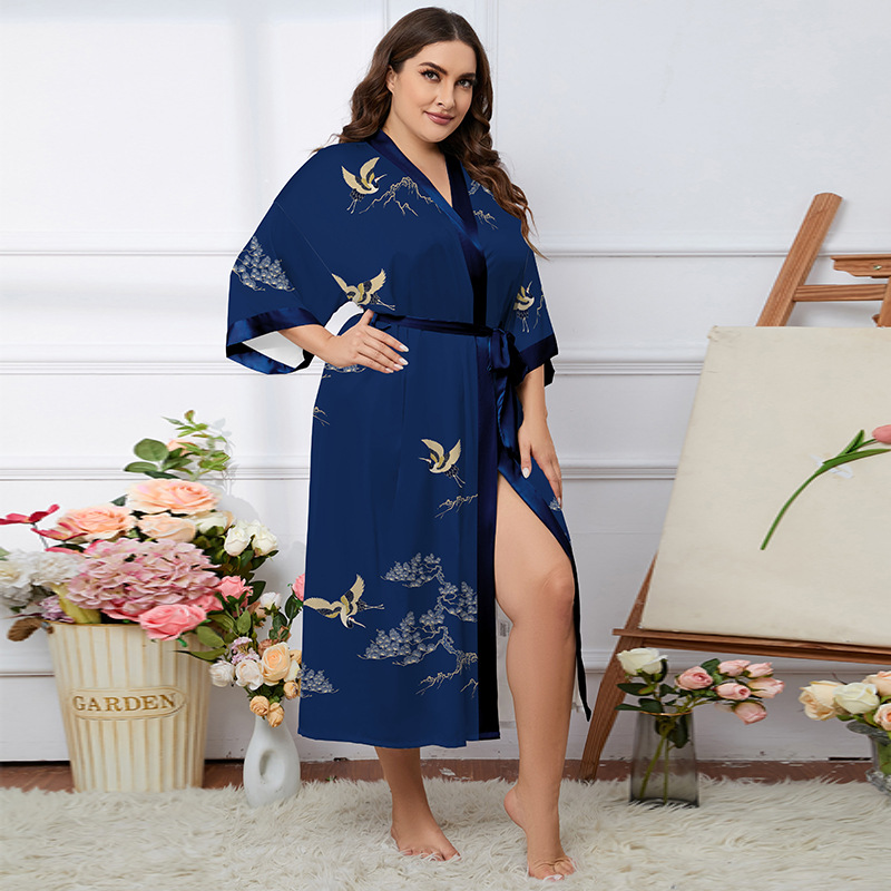 2669 Pine Crane Blue Robe