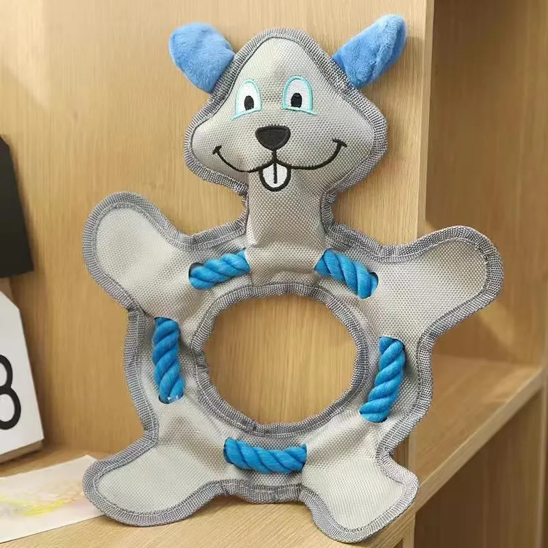 Plush Pet Toy Large, Medium And Small Dogs Cat Bone Tear-resistant Bite Sound Relieving Stuffy - Round Rope Mouse