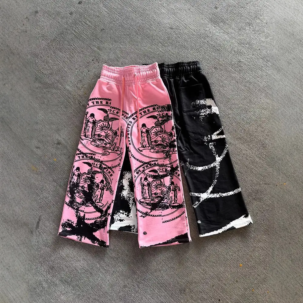 Dark Anime-Style Personalized Print Loose-Fit Elastic Drawstring Casual Sweatpants