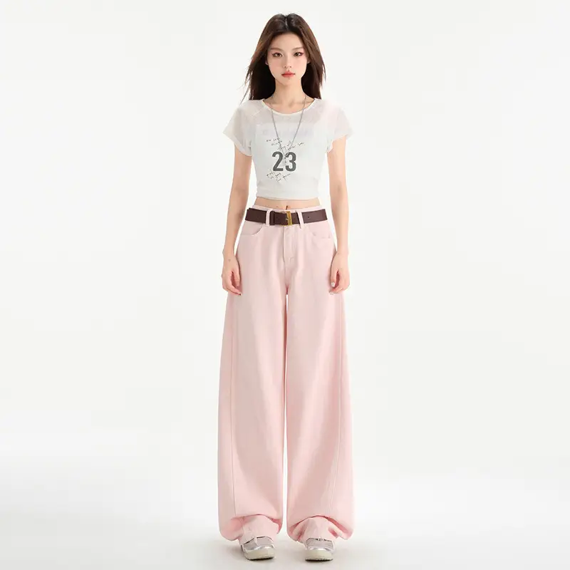 Cherry Blossom Wide Leg Draping Mop Jeans