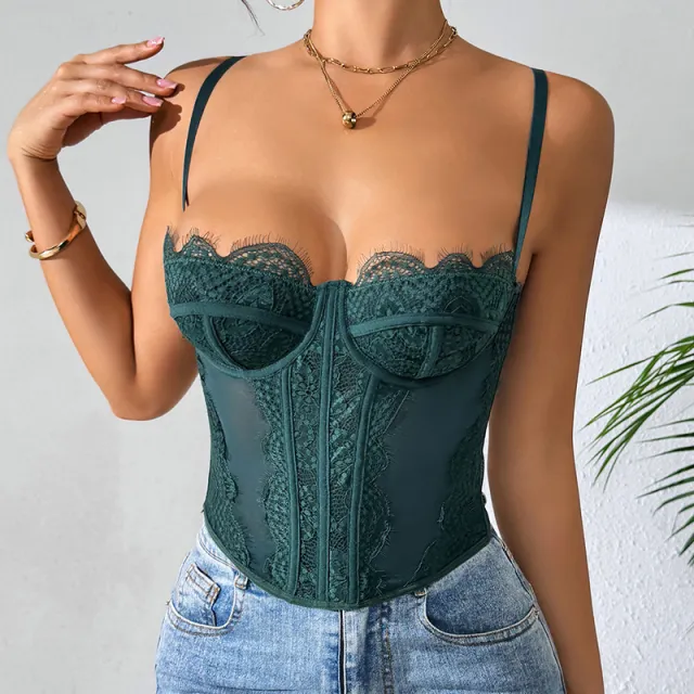 European, American And French Style Inner Wear Outer Wear Corset Sexy Camisole Dark Green - Shop at LoveMi