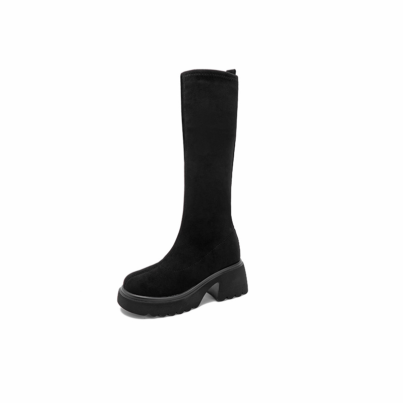 Suede Knee-High Platform Boots