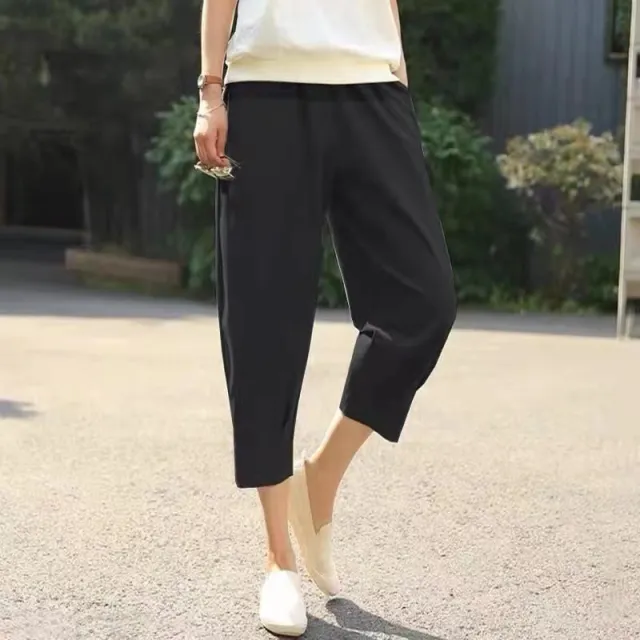 Cotton And Linen Trousers Loose Harem Pants High Waist Black - Shop at LoveMi