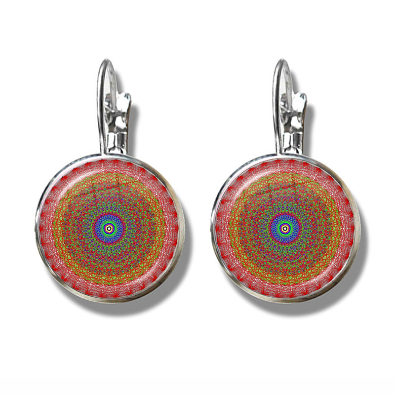 Mandala Art Picture Earrings Crystal Yoga Earrings