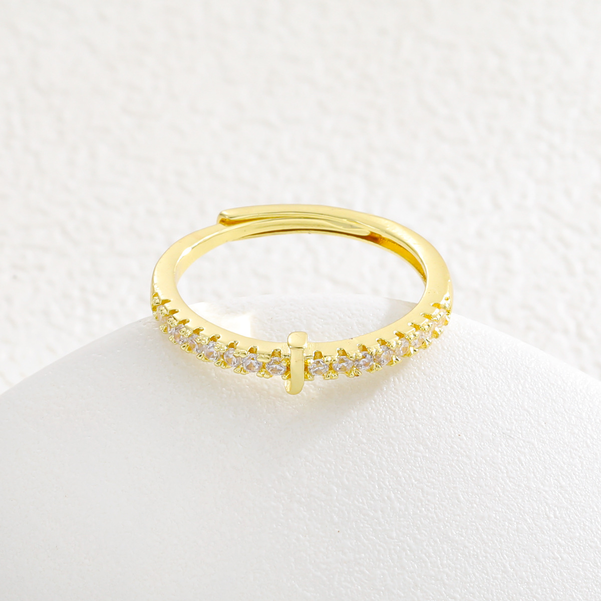Copper Inlaid Zircon 26 English Letters Ring