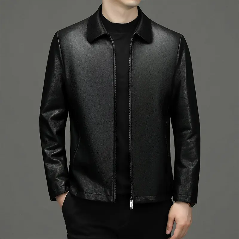Lapel Ecological Real Leather Clothes Coat Jacket