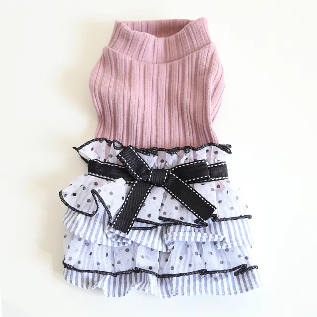 Polka Dot Lace Cake Dress Pet Clothes Taro Purple - Shop at LoveMi