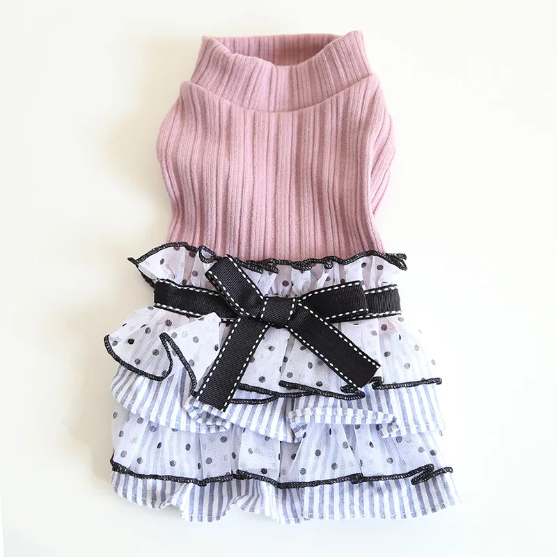 Polka Dot Lace Cake Dress Pet Clothes - Taro Purple