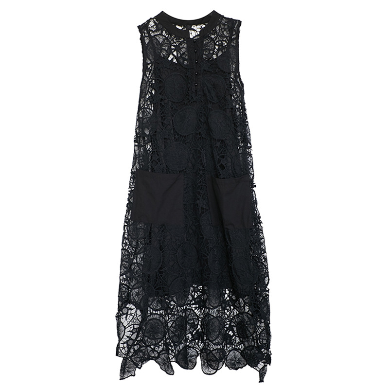 Women's Loose Plus Hollowed Out Sleeveless Vest Skirt Two-piece Set