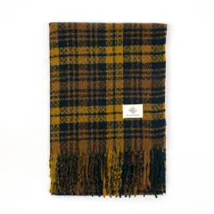 Plaid Knitted Scarf Winter Maillard Colour Tassel Scarf - Dark Yellow Coffee - View 1