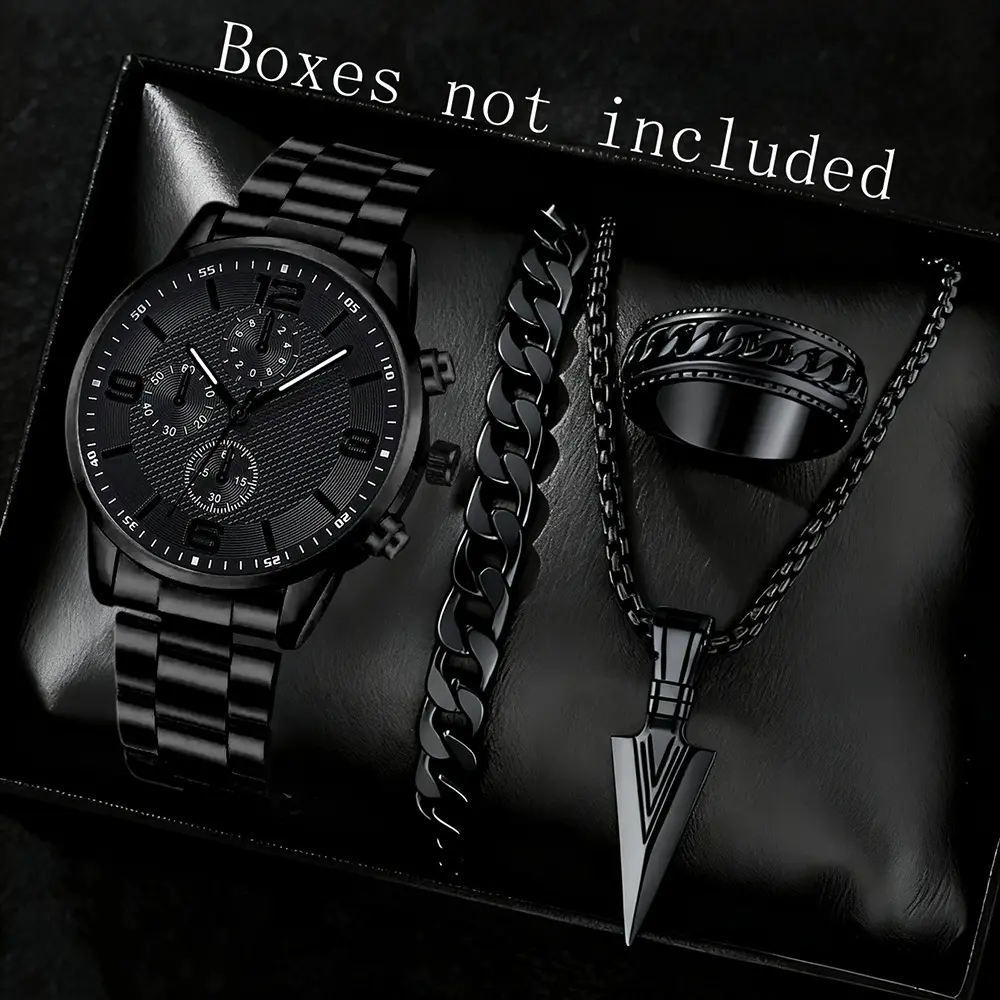 Three-Eye Digital Mens Watch Bracelet And Necklace